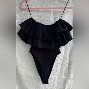 ZARA Black Ruffled Off Shoulder Women Bodysuit Blouse🖤